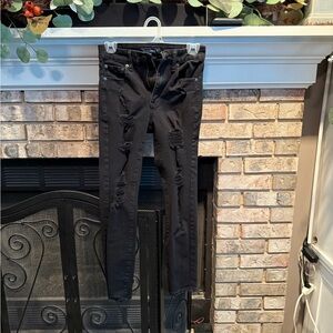 Aeropostale destructive stretch high rise jegging, black, size 2 short, EUC